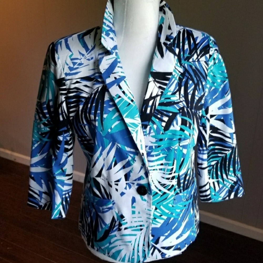 Tropical print blazer